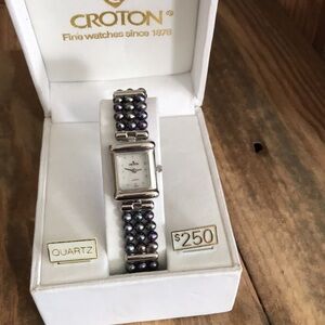 Croton Silver and Black Pearl Women's Watch